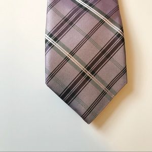 NWOT Michael Kors purple and silver plaid silk tie